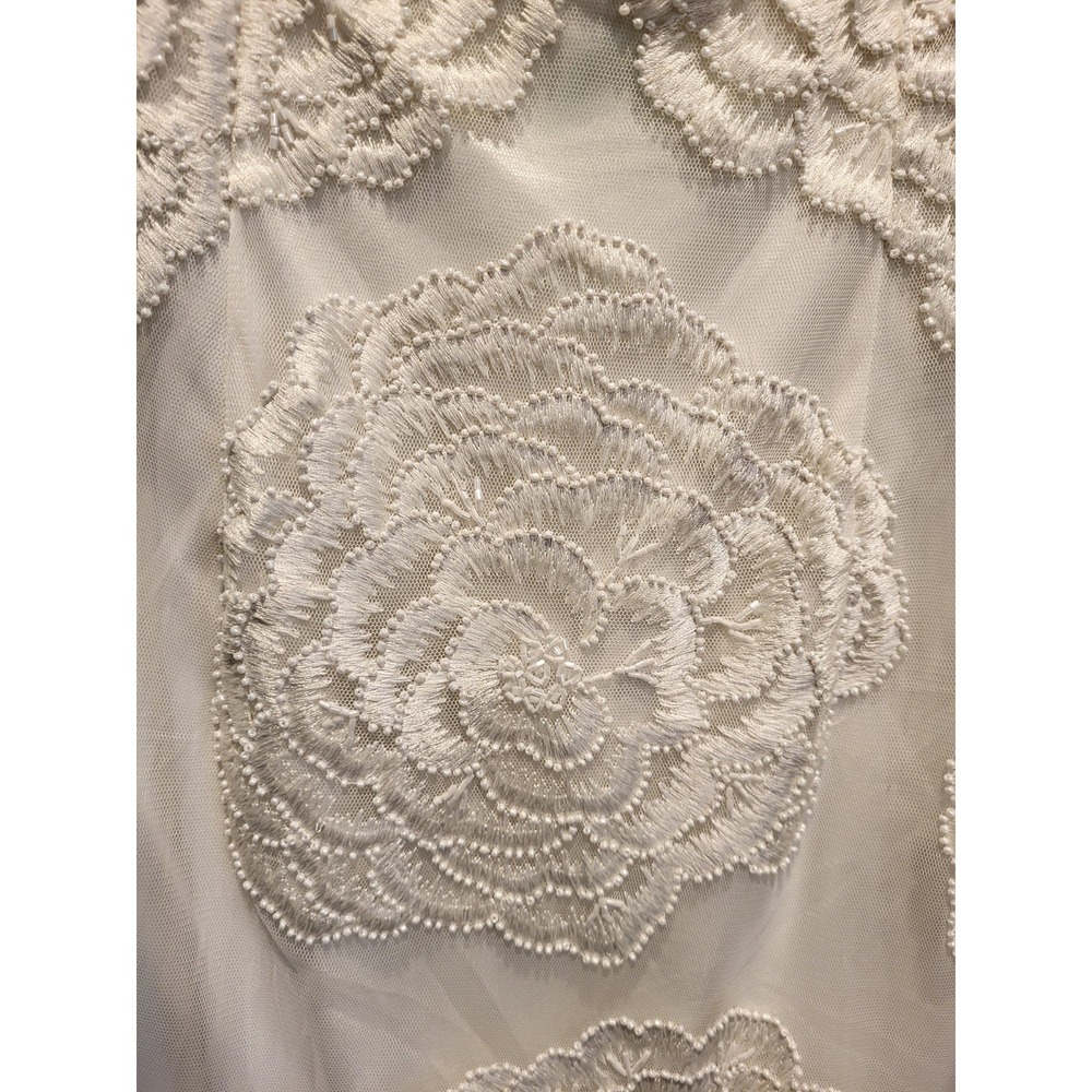 New Sue Wong Nocturne Ivory White Floral Beaded Backless Cap Sleeve Dress Sz 8 - Picture 6 of 11